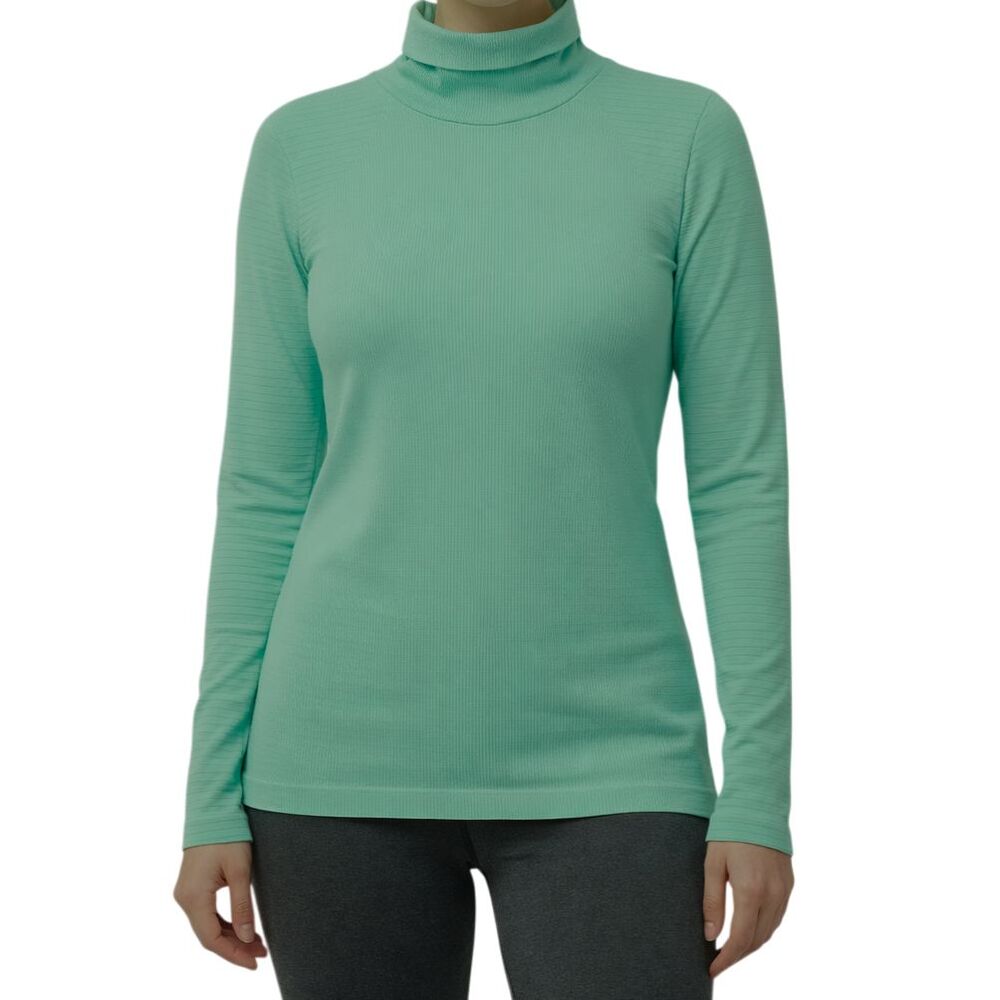 Athleta Flurry Blizzard Rib Turtleneck Women Medium Mint Green Long Sleeve Shirt